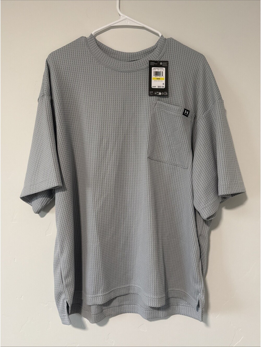 Under Armour Men’s UA Rival Waffle Crew Shirt Sz. M NEW 1383106-011 GREY